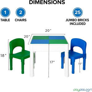 Kids Activity Table Set (Blue/Green)