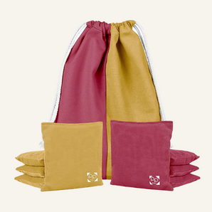 Burgundy + Gold Professional Cornhole Bags