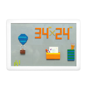 Building Brick Wall Mount Activity Toy with Storage - 24 x 34 inch Frame, Large Wall Activity Display Building Blocks Baseplate Panel, Compatible with All Major Brands