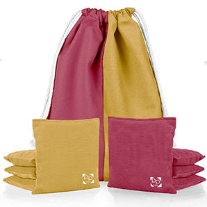 Burgundy + Gold Professional Cornhole Bags