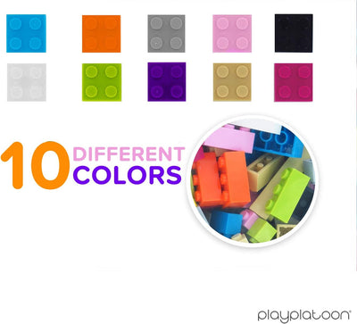 1100 Piece Building Bricks Kit with Wheels, Tires, Axles, Windows and Doors Pieces - Pastel Colors - Compatible with All Major Brands