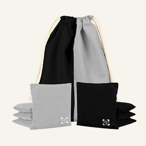 Silver + Black Professional Cornhole Bags