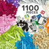 1100 Piece Building Bricks Kit with Wheels, Tires, Axles, Windows and Doors Pieces - Pastel Colors - Compatible with All Major Brands