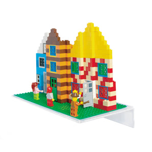 Building Brick Display Shelves 2 Pack Minifigure Display Case Shelf - 12x5 Inch Acrylic Wall Mount Shelf for Wall, Compatible with Lego, Megablox, and Other Major Brands - Green
