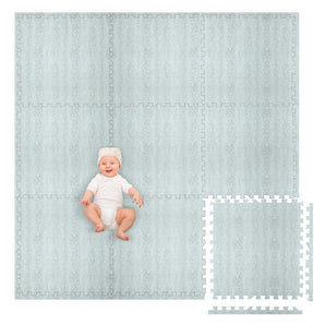 Large Kids Mats for Floors, 9 Tile 72 x 72 inch, Non-Toxic with Extra-Thick Interlocking Tiles, 24 x 24 in. Puzzle Mat Pieces with Border, Neutral Playmat Rug for Toddlers & Children