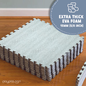 Large Kids Mats for Floors, 9 Tile 72 x 72 inch, Non-Toxic with Extra-Thick Interlocking Tiles, 24 x 24 in. Puzzle Mat Pieces with Border, Neutral Playmat Rug for Toddlers & Children