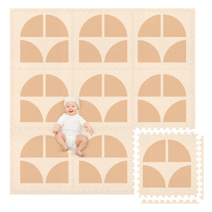 Large Kids Mats for Floors, Non-Toxic, 9 Tile 72 x 72 inch, Extra-Thick Interlocking Tiles, 24 x 24 in. Puzzle Mat Pieces with Border, Neutral Playmat Rug for Toddlers & Children