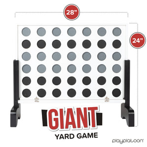 Wooden Giant Connect 4 Game Outdoor - Drop Four Connect Board Game Outdoor with Coins, Case and Rules