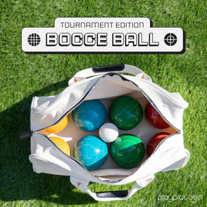 Bocce Ball Set Regulation Size Game Set - 107mm with 8 Hard Polyresin Premium Balls, Pallino, and Professional Carry Bag & Measuring Rope - Outdoor Games for Backyard, Lawn, Beach