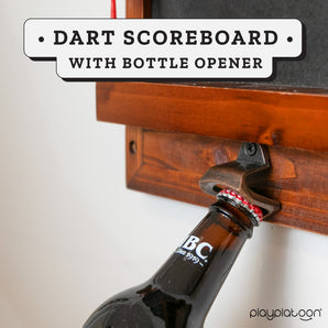 Dart Scoreboard & Darts Holder Wall Mount with Bottle Opener - Wood Score Board, Professional Darts Accessories, Dart Holder