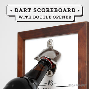 Dart Scoreboard & Darts Holder Wall Mount with Bottle Opener - Wood Score Board, Professional Darts Accessories, Dart Holder