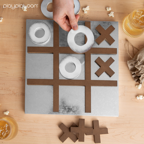 Magnetic Tic Tac Toe Game - Large Metal and Wooden Wall Mounted Board Games - 13.5 Inch Table Top or Wall Mounted Farmhouse Rustic for Game Room - Barnwood