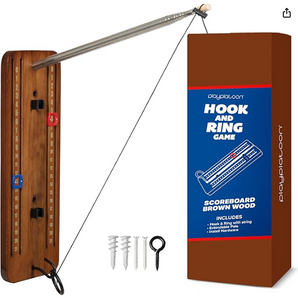 Hook and Ring Toss Bar Game for Adults - Wood Toss Ring Game for Adults - Perfect Home, Basements, & Bar Gifts