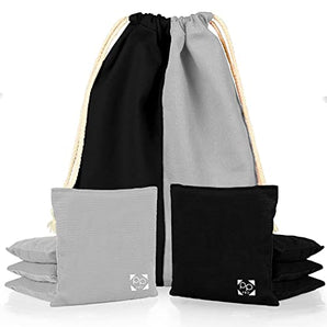 Silver + Black Professional Cornhole Bags