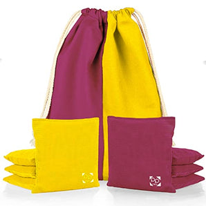 Burgundy + Yellow Professional Cornhole Bags