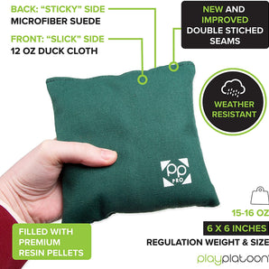 Grey + Green Professional Cornhole Bags