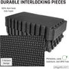 Play Platoon Gym Flooring Exercise Mats - Black Interlocking Workout Mats for Home Gym Floor, 3/8 Inch Thick Tiles, 48 square foot