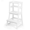 Play Platoon Toddler Kitchen Stool - White Wooden Step Stool Tower for Kids Kitchen Counter Learning