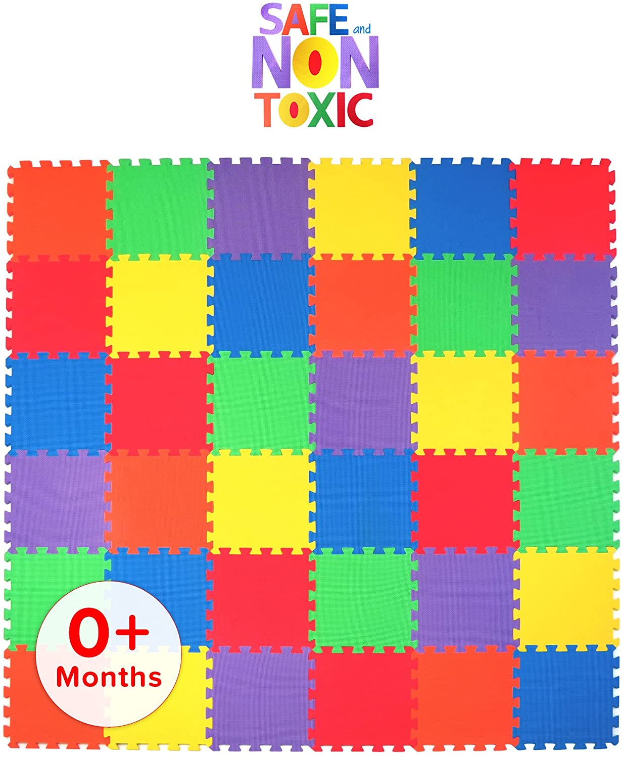  Play Platoon Non-Toxic Large Kids Play Mats for Floor, 9 Tiles,  72 x 72 inch - Extra-Thick Foam Tiles, 24 x 24 inch Puzzle Mat Pieces,  Neutral Playmat for Toddlers 