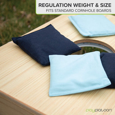 Play Platoon Cornhole Bags: Sky blue / Navy Blue