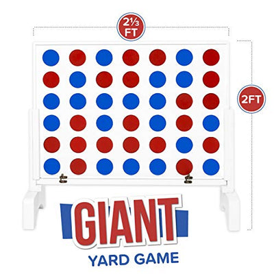 Play Platoon Giant Wooden Drop 4 Outdoor Yard Game, White Wood - Four in a Row Wins