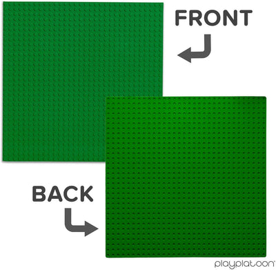Play Platoon 2-Pack Green Baseplate for Building Bricks - 15 x 15 Inch Compatible with All Major Brands