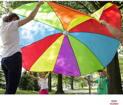 10 Foot Play Parachute with 10 Handles - Multicolored Parachute for Kids