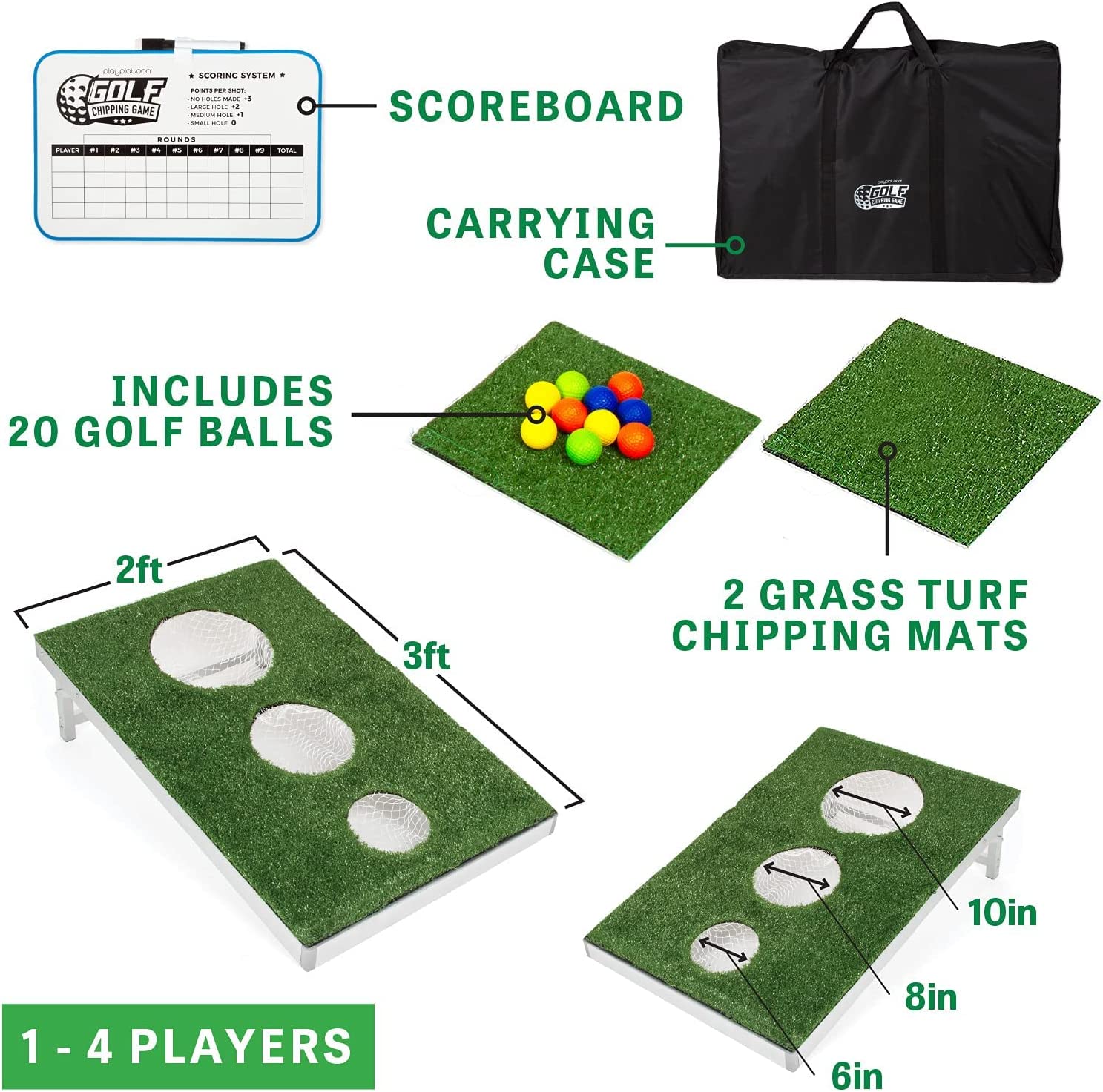 Golf Chipping Game with 16 Foam Golf Balls, Mini Golf Course Set Gift,  Outdoor Indoor Backyard Golf Cornhole Game for Kids Adults