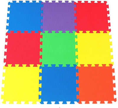 Non-Toxic Extra Thick 9 Piece Children Play & Exercise Mat - Comfortable Cushiony Foam Floor Puzzle Mat, 6 Vibrant Colors for Kids & Toddlers