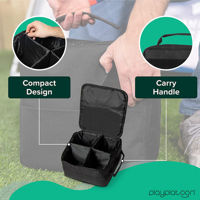 Play Platoon Cornhole Bag Carrying Bag with 4 Separation Pouches 16 Bag Capacity, Black