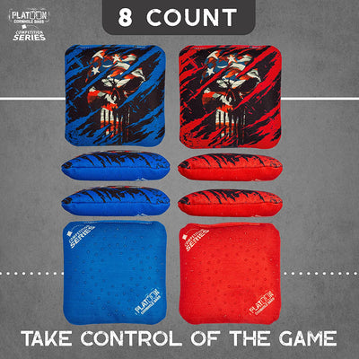 Play Platoon Competition Series Cornhole Bags: Red / Blue Punisher