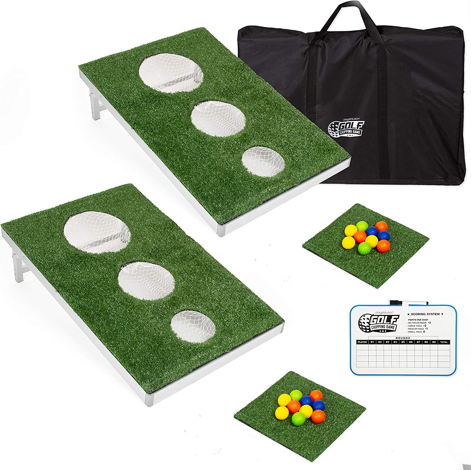 Backyard Golf Cornhole Game Set Pop Up Golfing Chipping Net - aooty