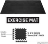 Play Platoon Gym Flooring Exercise Mats - Black Interlocking Workout Mats for Home Gym Floor, 3/8 Inch Thick Tiles, 48 square foot
