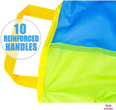 10 Foot Play Parachute with 10 Handles - Multicolored Parachute for Kids