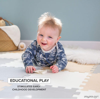 Non-Toxic Foam Puzzle Floor Mat, Comfortable, Extra Thick, Cushiony Exercise and Play Mat for Toddlers, Kids & Adults, 36 Tiles (12"x12"), Warm Grey/Cream/Sand