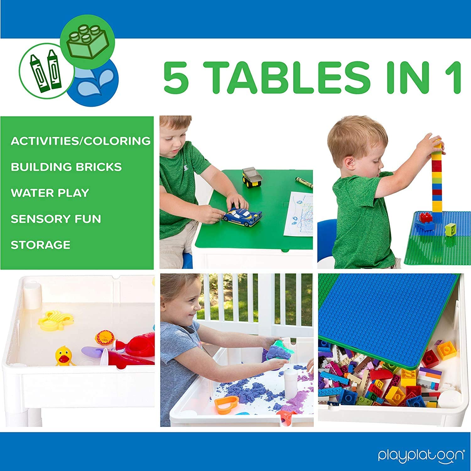 Kids Activity Table Set (Blue/Green) – Play Platoon
