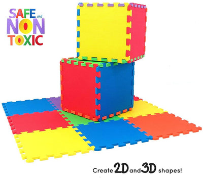 Non-Toxic Extra Thick 9 Piece Children Play & Exercise Mat - Comfortable Cushiony Foam Floor Puzzle Mat, 6 Vibrant Colors for Kids & Toddlers