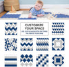 Non-Toxic Extra-Thick 96 Piece Triangle Play Mat - Navy Blue, Gray & Cream - Comfortable Cushiony Foam Floor Puzzle Exercise Mat for Kids & Toddlers