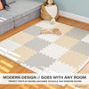 Non-Toxic Foam Puzzle Floor Mat, Comfortable, Extra Thick, Cushiony Exercise and Play Mat for Toddlers, Kids & Adults, 16 Tiles (12"x12"), Warm Grey/Cream/Sand
