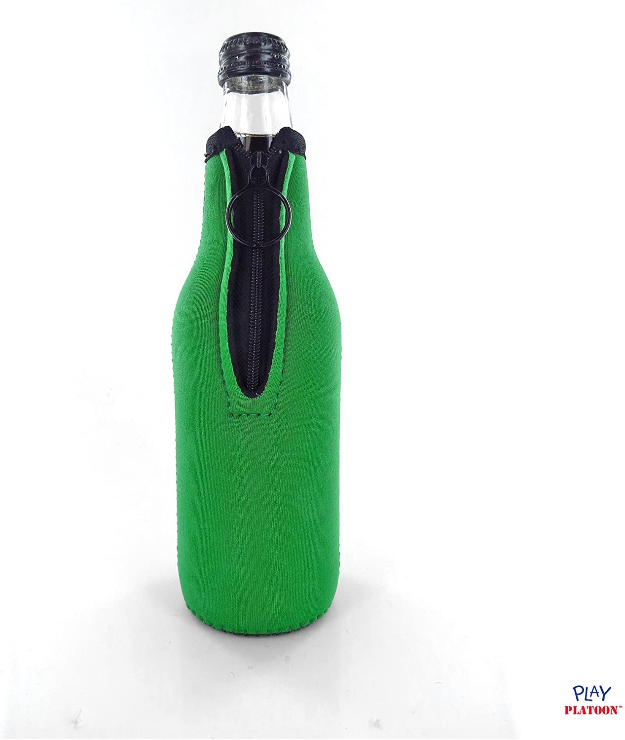 Zipper Beer Bottle Koozie (Green)