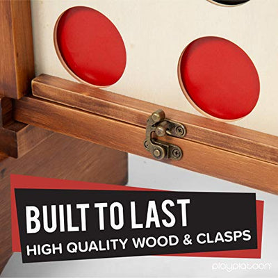 Play Platoon Giant Wooden Drop 4 Outdoor Yard Game, Stained Wood - Four in a Row Wins