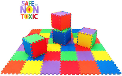 Non-Toxic 36 Piece Children's Play & Exercise Mat - Puzzle Play Mat for Kids & Toddlers, 6 Vibrant Colors