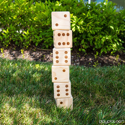 Play Platoon Lawn Dice with Scoreboard - Giant Wooden Yard Dice Outdoor Game