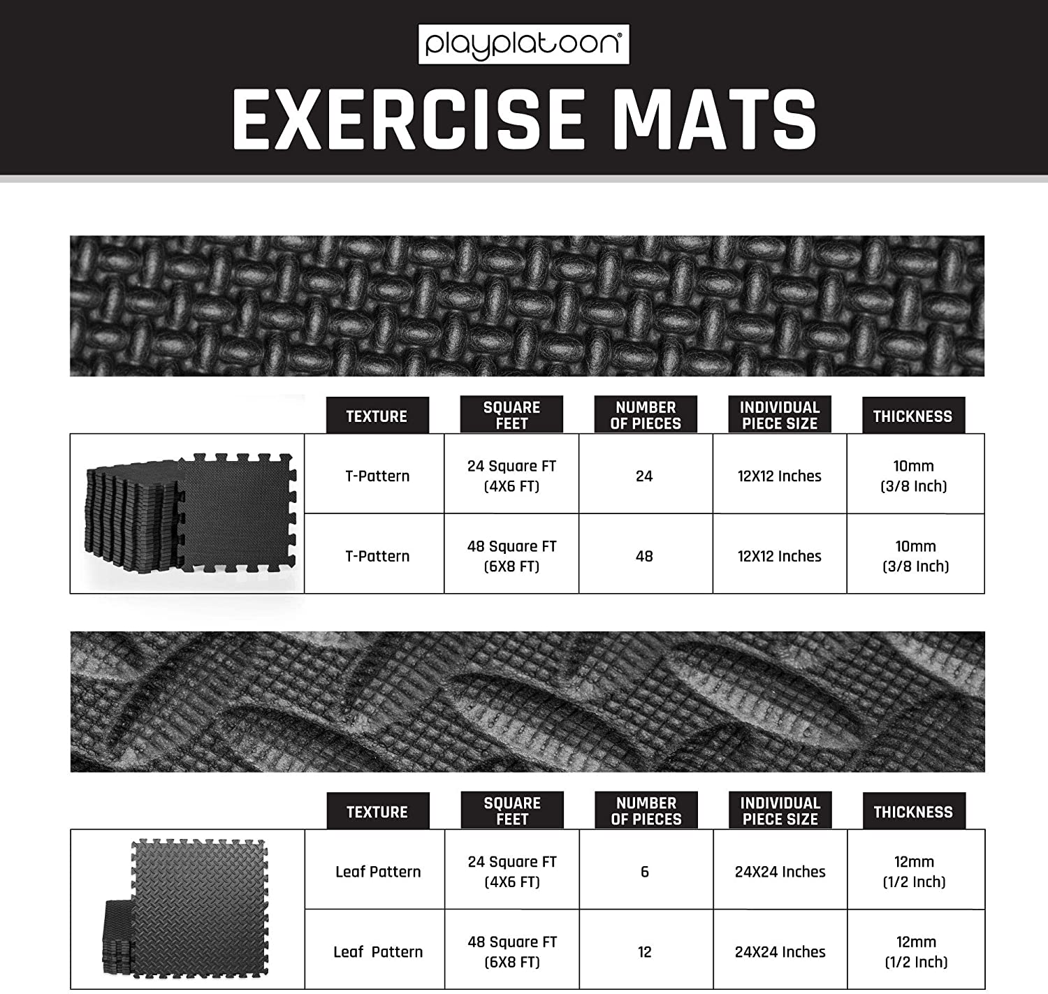 XPRT Fitness 1/2'' Thick Interlocking Foam Floor Mat Exercise Fitness